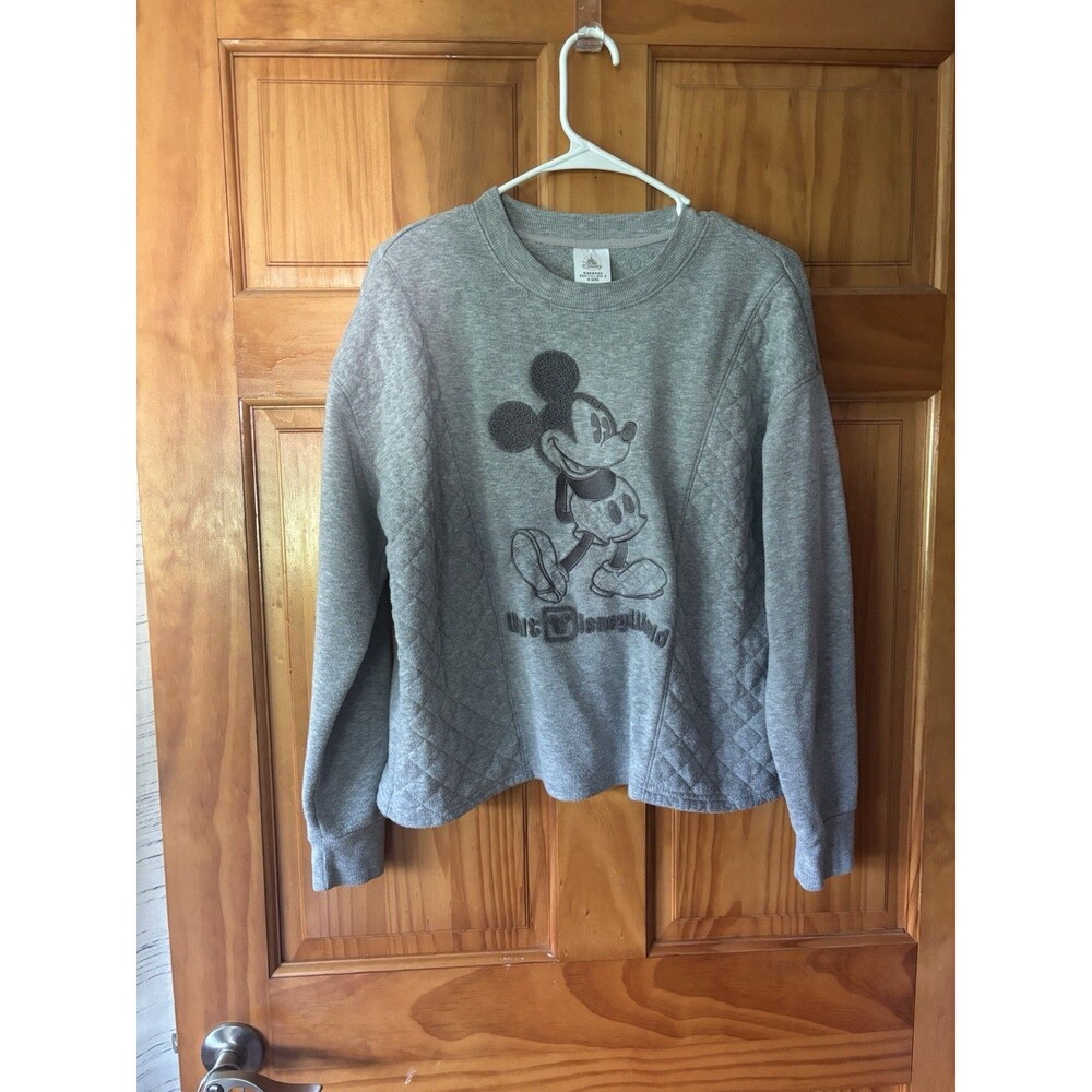 Walt Disney World Mickey Mouse Grey Quilted Pullover Women’s Size Medium